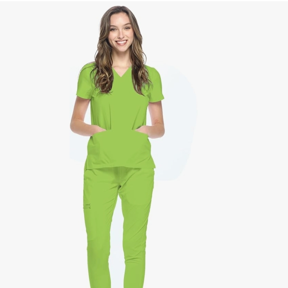 2 Pack Women's Dagacci Medical Scrub Set in Lime Green And Pink Size 2xL